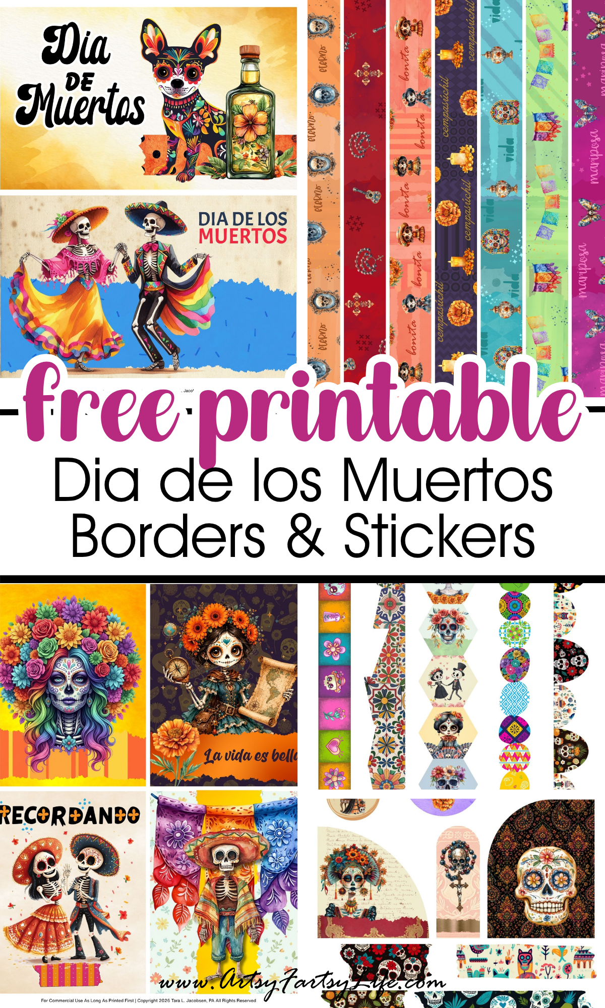 Dia de los Muertos Printables - Free Junk Journal Stickers to Print Today
