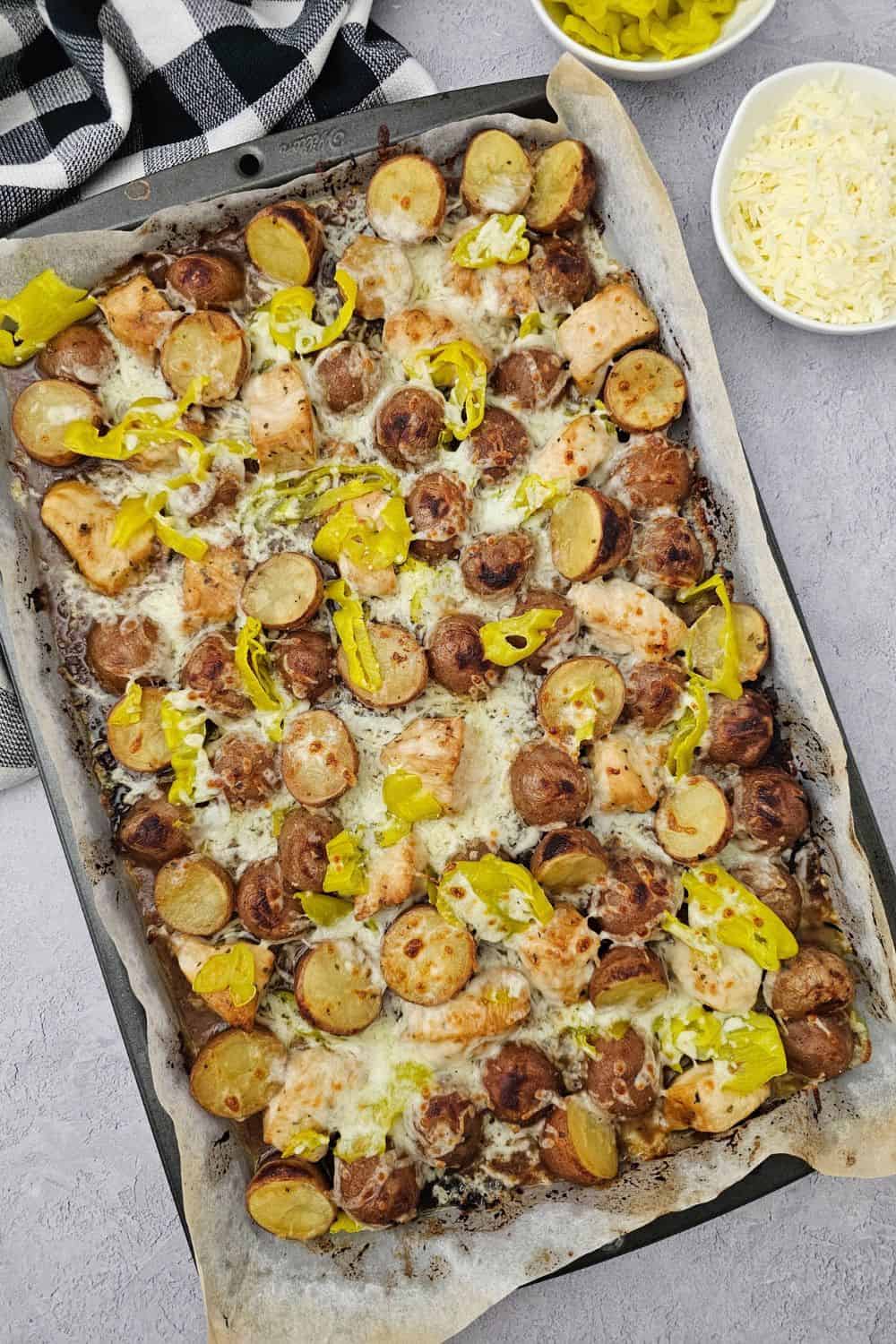 Oven Baked Sheet Pan Mississippi Chicken With Crispy Baby Red Potatoes