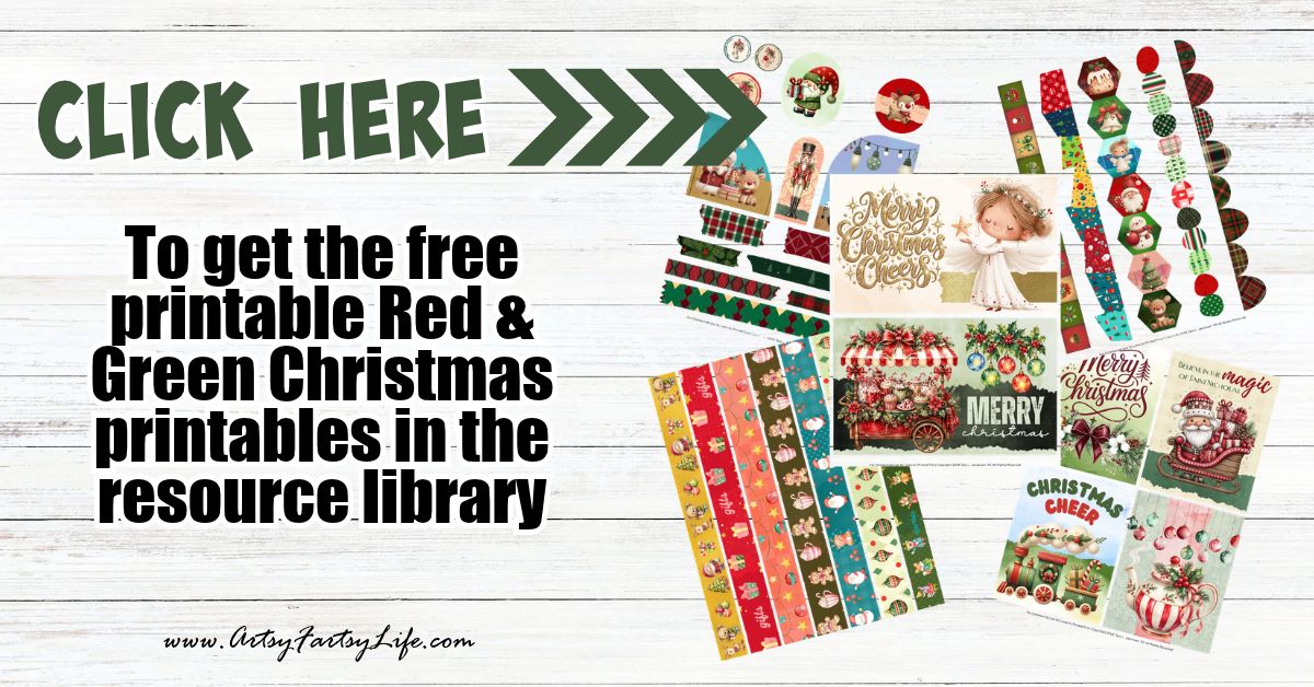 Free Christmas Stickers Aesthetic Printable - Cozy Red and Green Junk Journal Kit