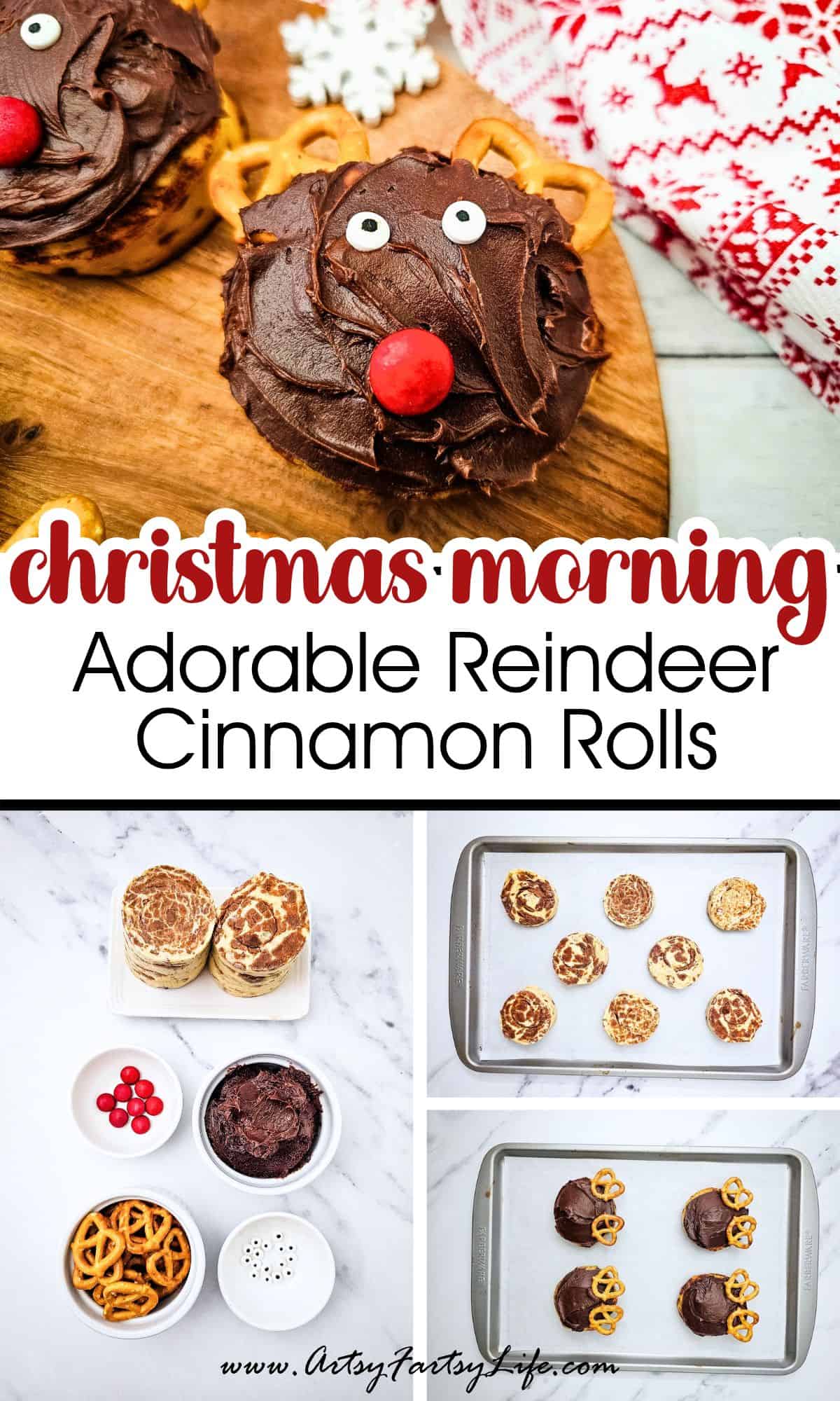 Easy Christmas Morning Breakfast - Adorable Reindeer Cinnamon Rolls